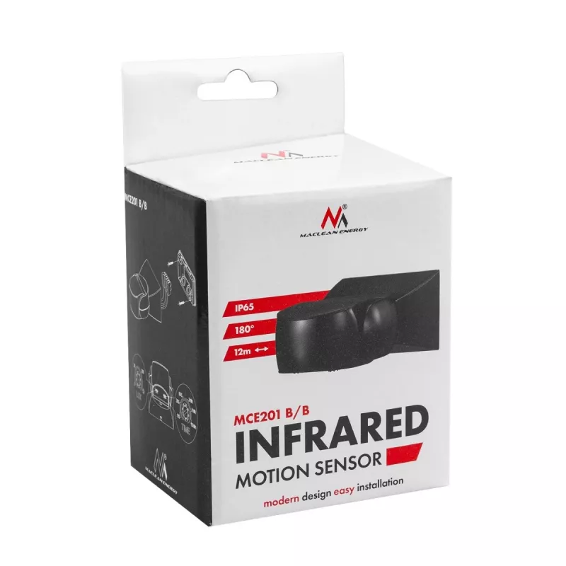 PIR motion sensor MACLEAN MCE201 B/B IP65 passive infrared detector, weatherproof