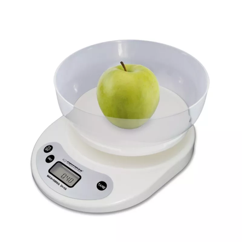 Electronic kitchen scale ESPERANZA EKS007 — 5 kg capacity, 1 g accuracy, white