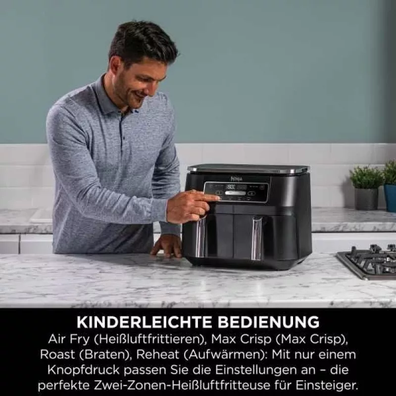 Ninja AF200EU fryer Double 7.6 L Stand-alone 2400 W Hot air fryer Black