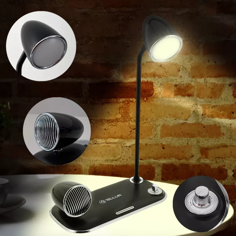 Desk lamp Tellur TLL151361 with wireless Qi charger and Bluetooth speaker, adjustable lighting