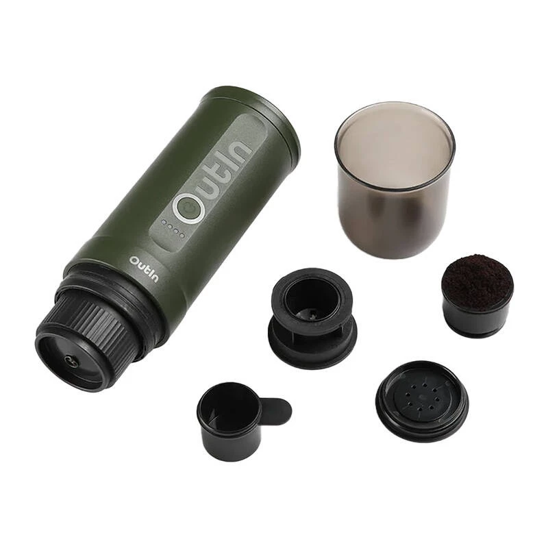 Coffee machine OUTIN Outin Nano Black, Green — ground coffee, 20 bar, 7500 mAh battery, 0.67 kg