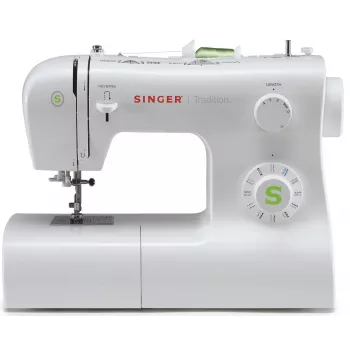 Sewing machine SINGER Tradition 2273 — semi-automatic, 23 stitches, 4-step buttonhole, free arm, white