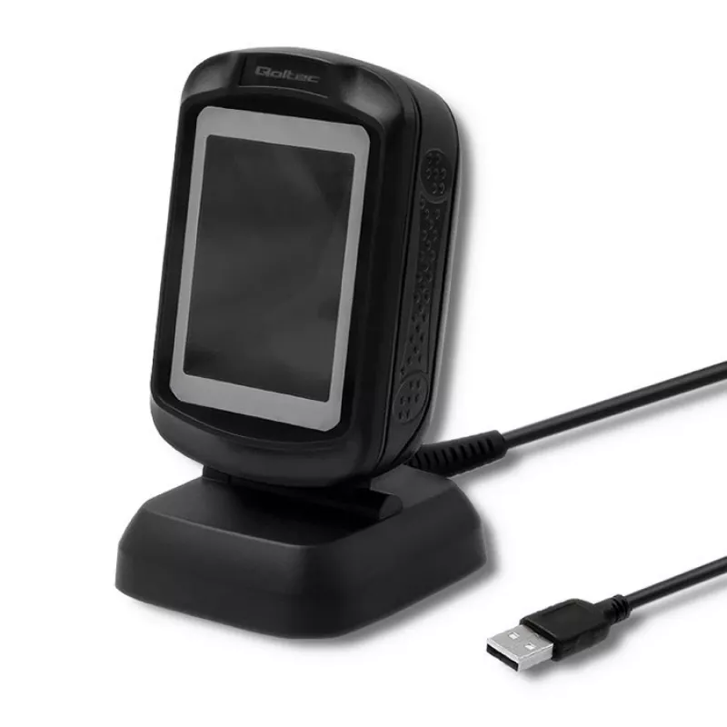 Fixed 1D/2D barcode reader QOLTEC 50864, LED sensor, USB wired, black, 145×85×80 mm