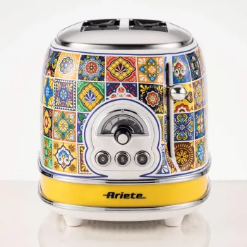 Ariete 155 Toaster Positano, 810W, 2 slices, 6 browning levels, Crumb tray, Defrost function, Automatic ejection, Without clamps