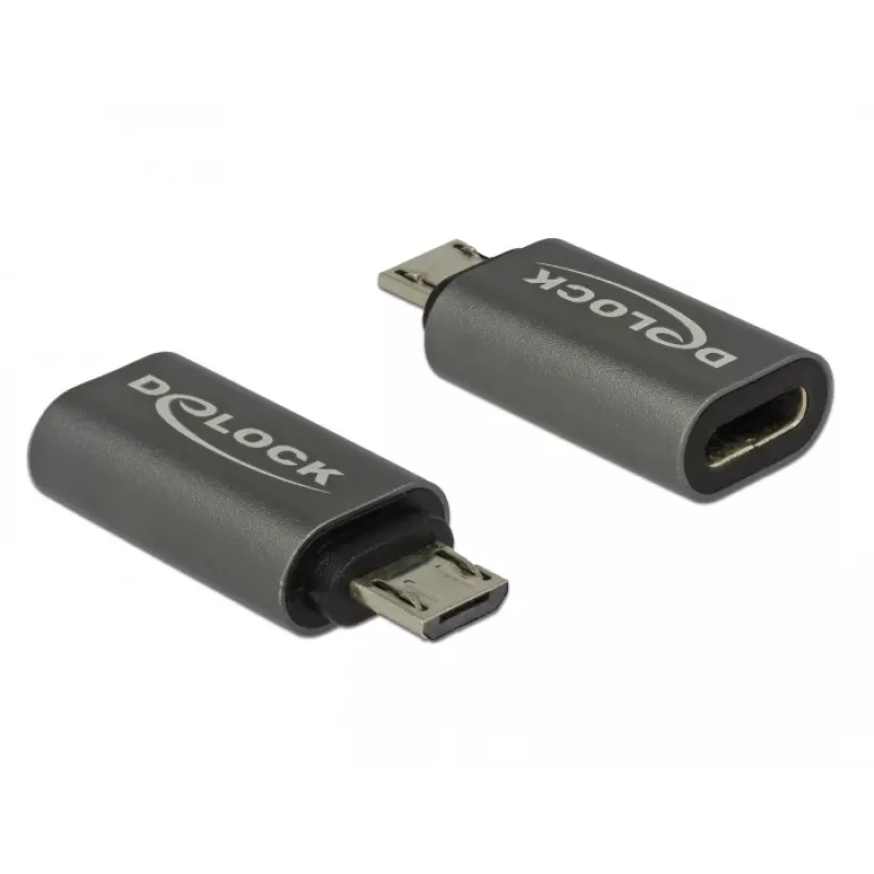 DeLOCK - USB-Adapter - USB-C (W) to Micro-USB Type B (M) - USB 3,1 Gen 1 - 2,8 cm - Anthracite (65927)
