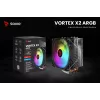 CPU air cooler SAVIO SAVGCOVORTEXX2ARGB with 4 heat pipes, 120mm ARGB fan, black