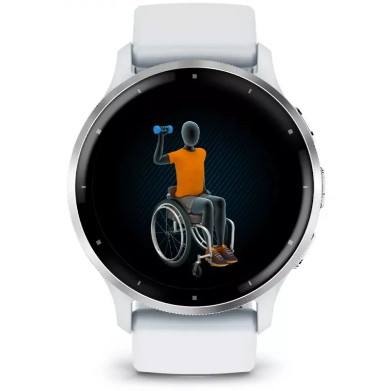 Smartwatch GARMIN Venu 3 — 1.4 inch AMOLED, 45 mm case, GPS, Wi‑Fi, 8 GB, Silver/White, silicone band