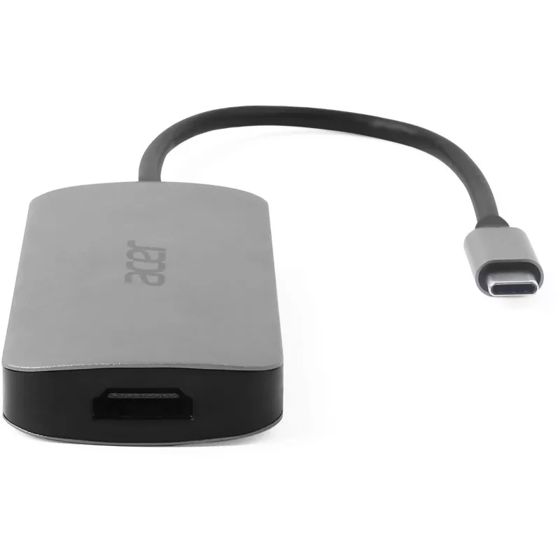 7‑in‑1 USB‑C Dongle Acer — USB 3.2 Gen 1 Type‑C, 3x USB‑A, HDMI, SD/MicroSD, 100W PD, Silver