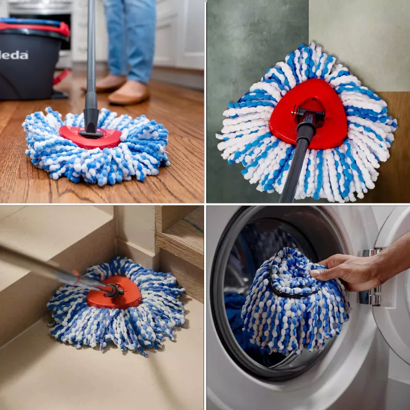 Replaceable microfibre mop pad VILEDA model 178330, blue/white, compatible with Vileda mops
