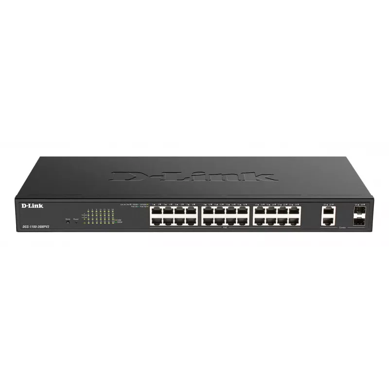 D-Link DGS-1100-26MPV2/E network switch Managed L2 Gigabit Ethernet (10/100/1000) Power over Ethernet (PoE) Black