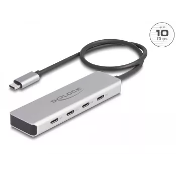 DeLOCK USB Type-C Hub 10 Gbps 4 Ports Aluminium Grey