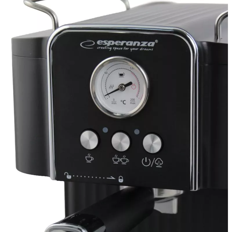 Espresso coffee machine ESPERANZA EKC010 — 1.8 L water tank, 850 W, 20 bar, built-in milk frother