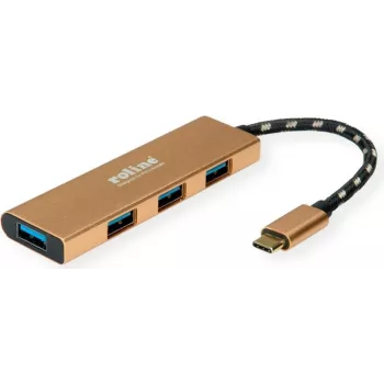 ROLINE 14.02.5049-5 - USB 3.2 Gen 1 (3.1 Gen 1) Type-C - USB 3.2 Gen 1 (3.1 Gen 1) Type-C - 5000 Mbit/s - Gold - acrylonitrile butadiene styrene (ABS) - Aluminium - Round Cable