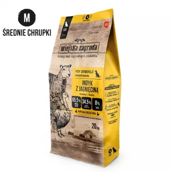 Dry dog food wiejskazagroda Turkey with Lamb M 20 kg — adult medium breeds, 32% protein, 21% fat