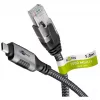 Ethernet-Cable USB-C 3.2 Gen2 Plug > RJ-45 Plug (black/Silver, 5 Meter, braided textile jacket)