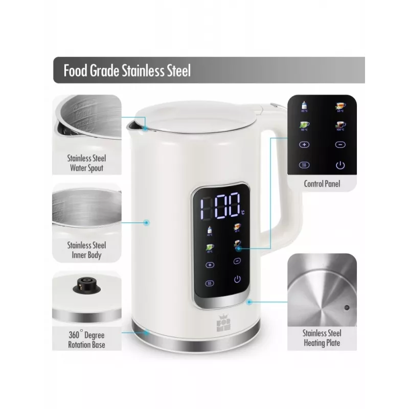 Electric kettle Forme FKG-8217, cordless, stainless steel, 1.7 L capacity