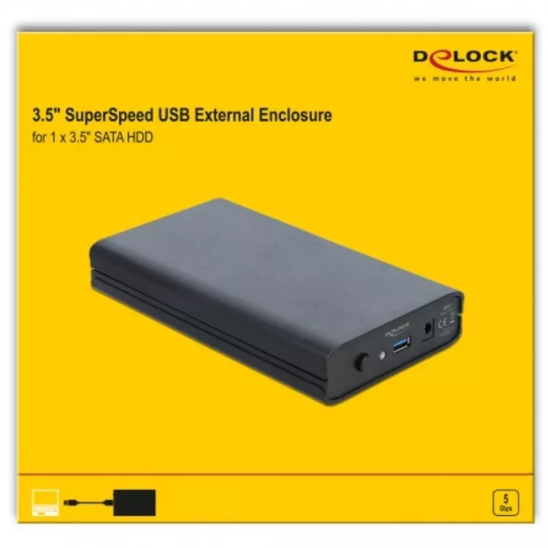 HDD enclosure DeLOCK 42612 Black 3.5 inch