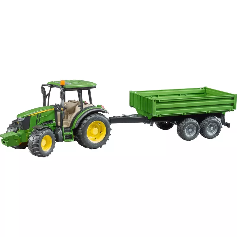 Tractor model BRUDER John Deere 5115 M with tipping trailer