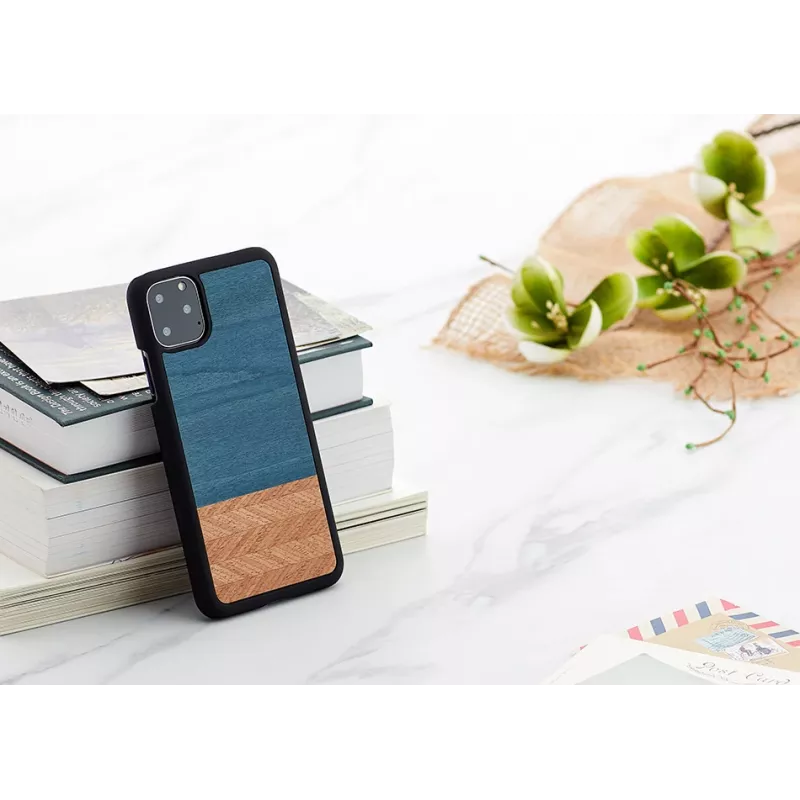 Phone case man and wood for iPhone 11 Pro Max — denim black protective cover
