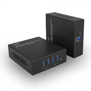 Lindy 100m USB 3.2 Gen 1 Cat.6A HDBaseT Extender, Transmitter & receiver, Wired, 100 m, Cat6a, Black, Metal