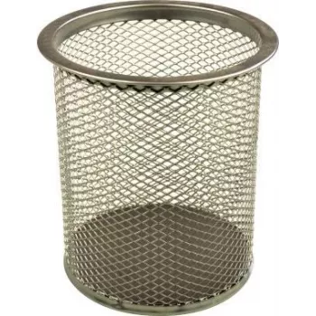 helit Pen Cup Mesh H2518100 9x10cm Round Single-gang Metal Silver (H2518100)
