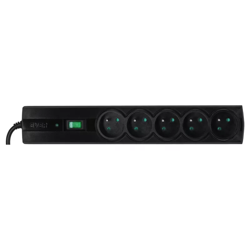 Power strip EVER CLASSIC 5-socket 3 m cable 250 V 10 A with surge protection (175 J) Black
