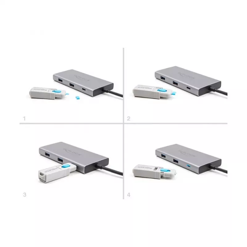 Port blocker DeLOCK 20926 USB Type-C 5 pieces + lock tool