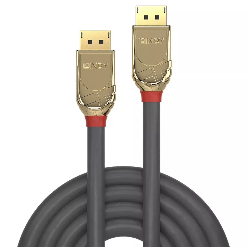 Lindy 20m DisplayPort 1.2 Cable, Gold Line, 20 m, DisplayPort, DisplayPort, Male, Male, 4096 x 2160 pixels