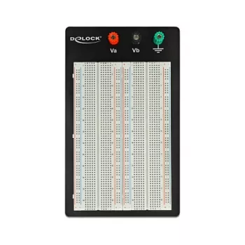 Breadboard DELOCK 18314 — solderless prototype board, metal/plastic, 109×165×1 mm, black/white