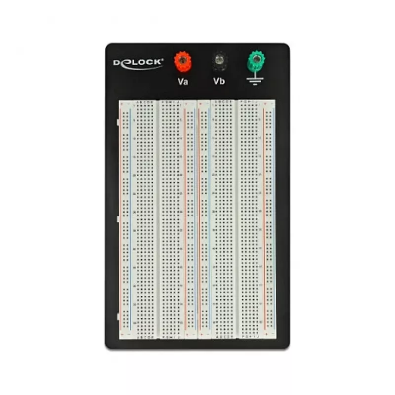 Breadboard DELOCK 18314 — solderless prototype board, metal/plastic, 109×165×1 mm, black/white