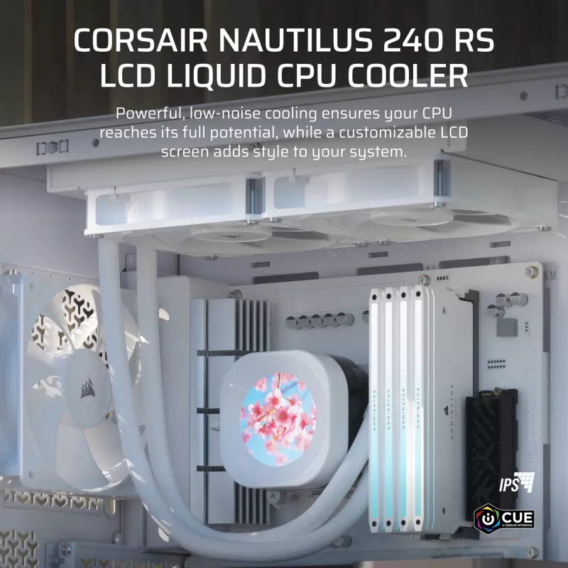 All-in-one liquid cooler Corsair Nautilus 240 RS LCD 12 cm White