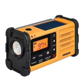 Portable emergency radio Sangean MMR-88 (USB-C) yellow — crank, solar, battery, AM/FM, weather alert