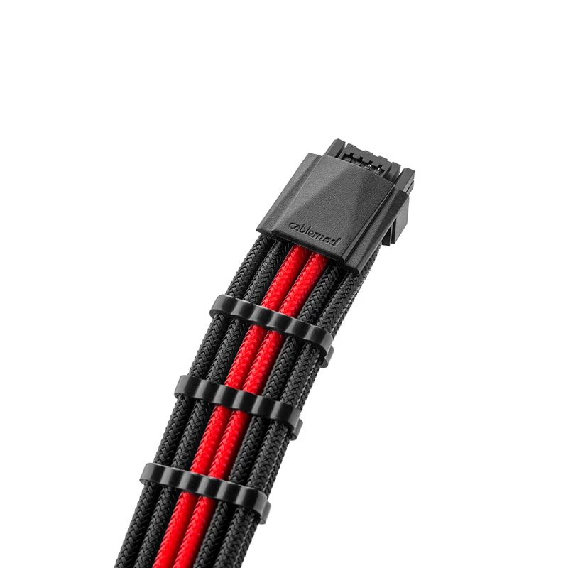 CableMod C-Series PRO RM Black Label power cable kit CM‑PCSR‑16P3KIT‑NKKR‑R — black and red sleeved PSU cables