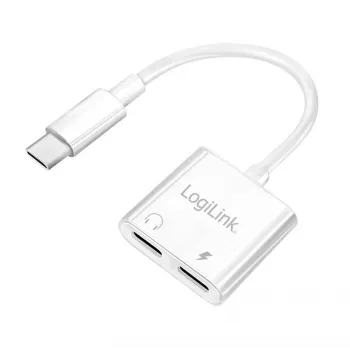 LogiLink USB-C Audio adapter USB-C/M to 2x USB-C/F 60W PD white