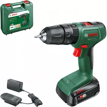 Cordless Impact Drill Driver EasyImpact 18V-38 (Green/black, Lithium-Ion Battery 2,0Ah, Carry Case, POWER FOR ALL ALLIANCE)