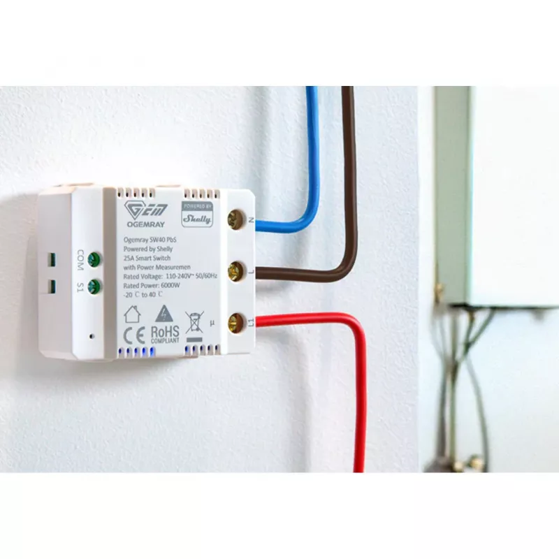 Shelly Plug & Play PbS Ogemray Smart Relay 25A Großgeräte Relais max 25A Messfunktion WLAN Lan BT