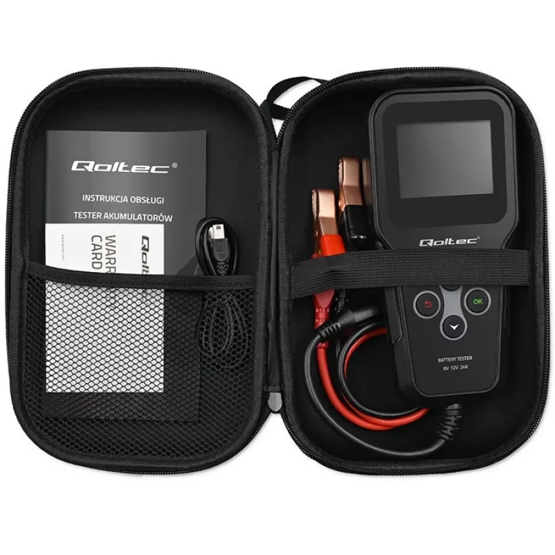 Qoltec 52489 Digital Battery Analyzer Tester 3-in-1 with LCD and multi-language 6V | 12V | 24V | 30Ah-200Ah
