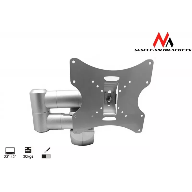 Wall mount MACLEAN MC-503A S for 23 inch–42 inch screens, tilt ±20°, VESA 75×75–200×200, 30 kg, silver