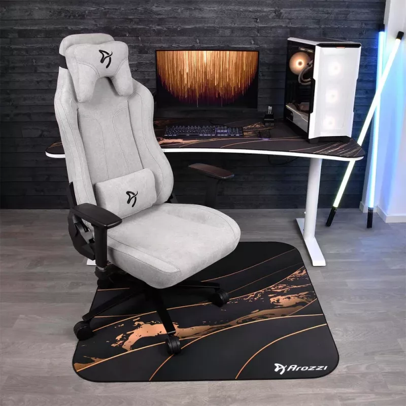 Floor Pad Arozzi Zona Square — Black/Gold, protective mat for chair and floor, square shape
