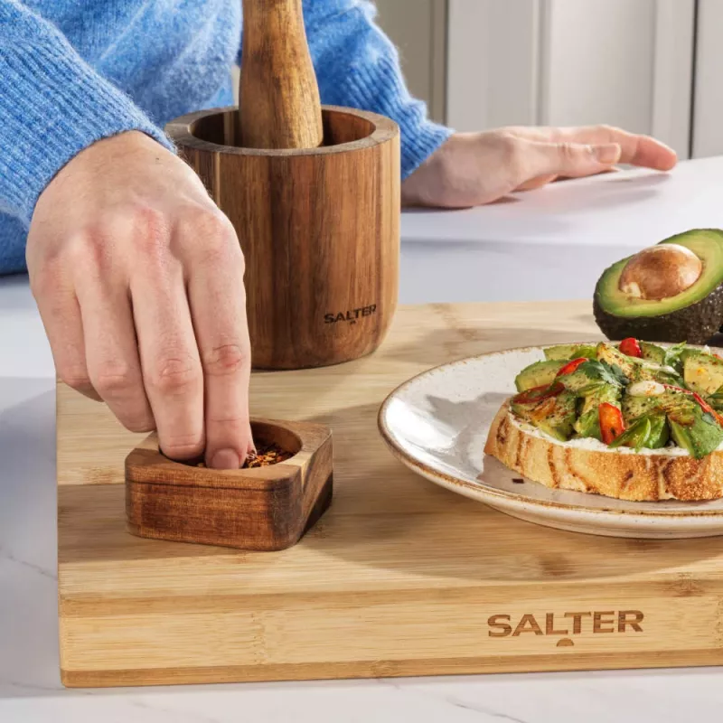 Salt and pepper mill set Salter Toronto BW127821EU7 — manual ceramic grinders, compact pinch-pot design