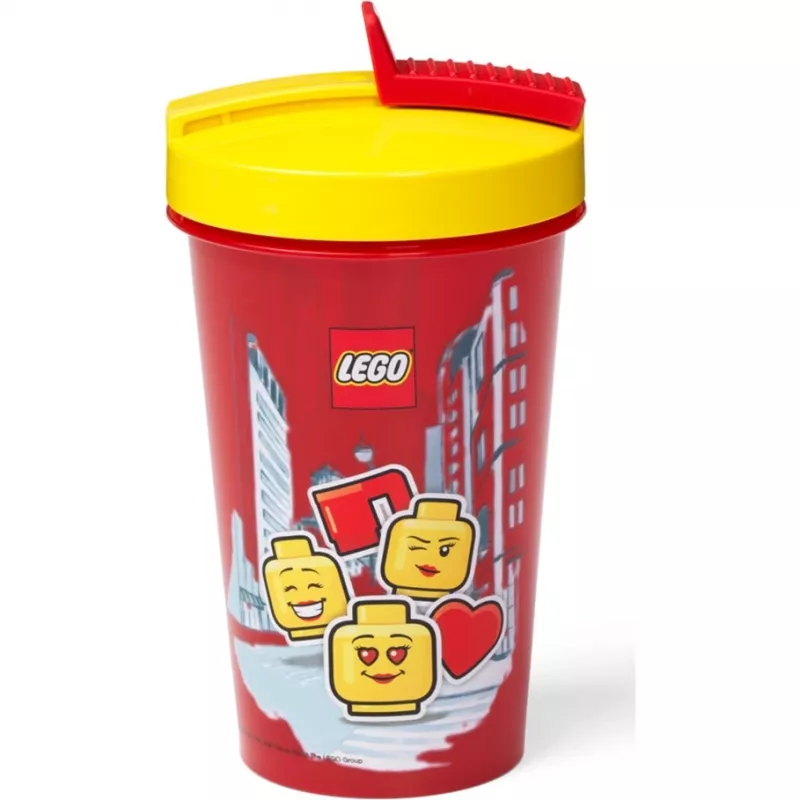 Cup with straw Room Copenhagen LEGO Iconic Girl Bright Red 500 ml (red/yellow)