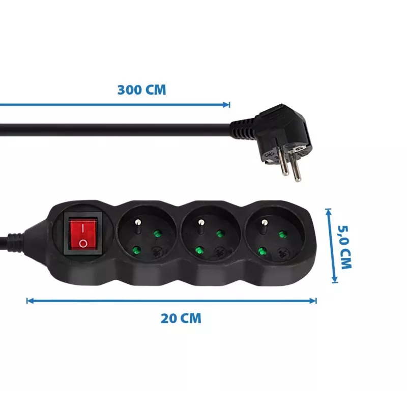 Esperanza ELK211K power extension 3 m 3 AC outlet(s) Indoor Black
