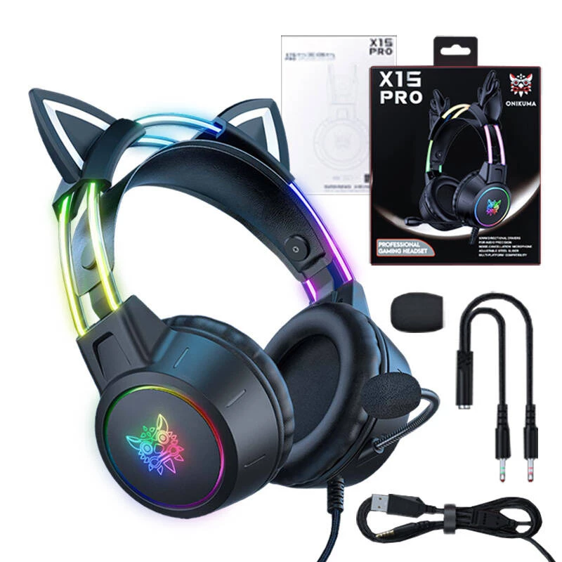 Headset Onikuma X15 PRO Gaming headset Cat Black