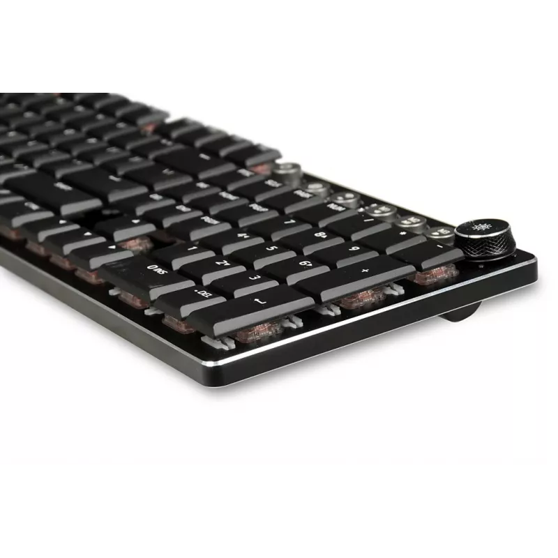 iBOX Aurora K-6 IKGMK6 Mechanical Low-Profile Gaming Keyboard, Wired + RF Wireless + Bluetooth, KRGD Red switches, LED backlight, QWERTY English, Black