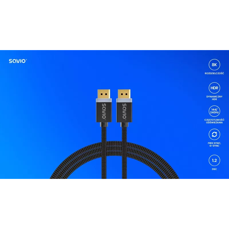 DisplayPort cable Savio CL-165 1 m Black