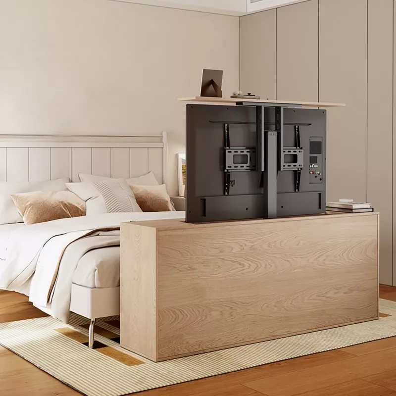 Maclean MC-866T Smart Motorized Electric TV Lift TUYA Mobile App Floor Mount Bracket Alexa Google Home 37''-80'' 60kg Cabinet VESA (EU plug)
