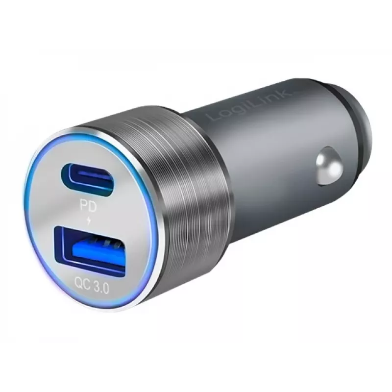 LogiLink Auto-Power Supply - 36 Watt - 3 A - PD 3.0, QC 3.0 - 2 Output Ports (USB, 24 pin USB-C)