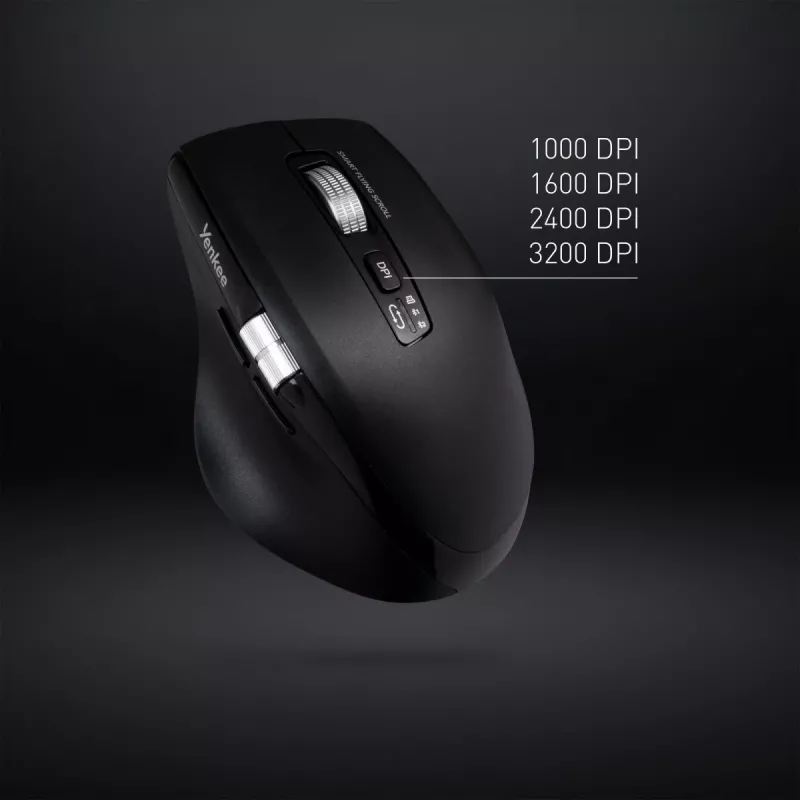 Wireless Mouse YENKEE SPIN DUAL 2095BK — compact dual-mode optical mouse, model YMS 2095B SPIN