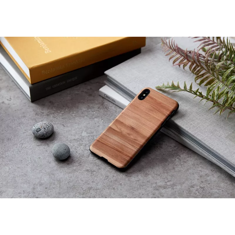 Phone case man and wood for iPhone X/XS — cappuccino black protective cover