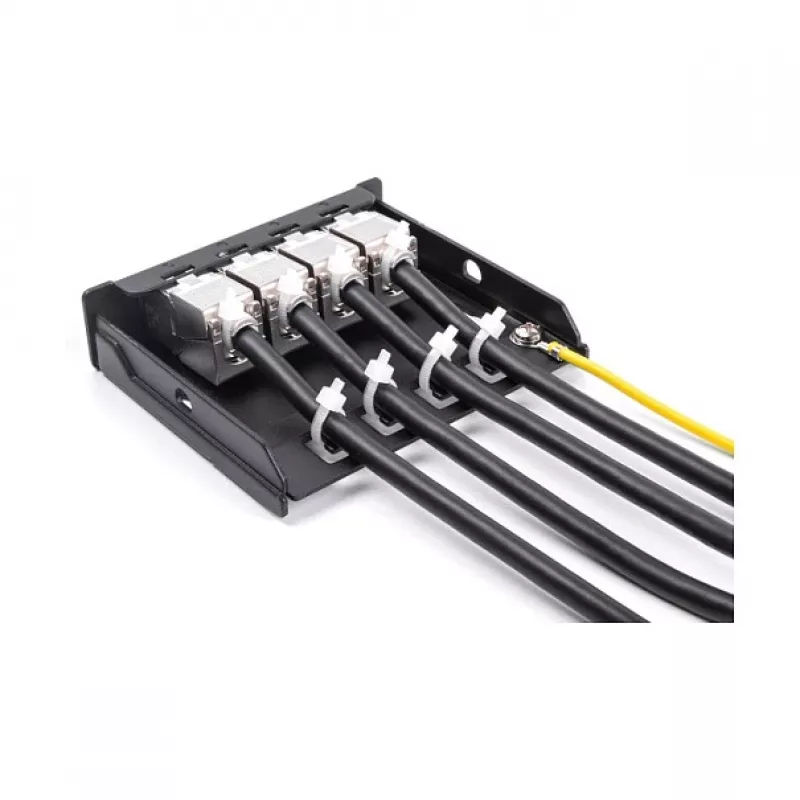 DELOCK Blank Panel 4-port for Keystone RJ-modules, black, metal – table/wall/DIN-rail mounting